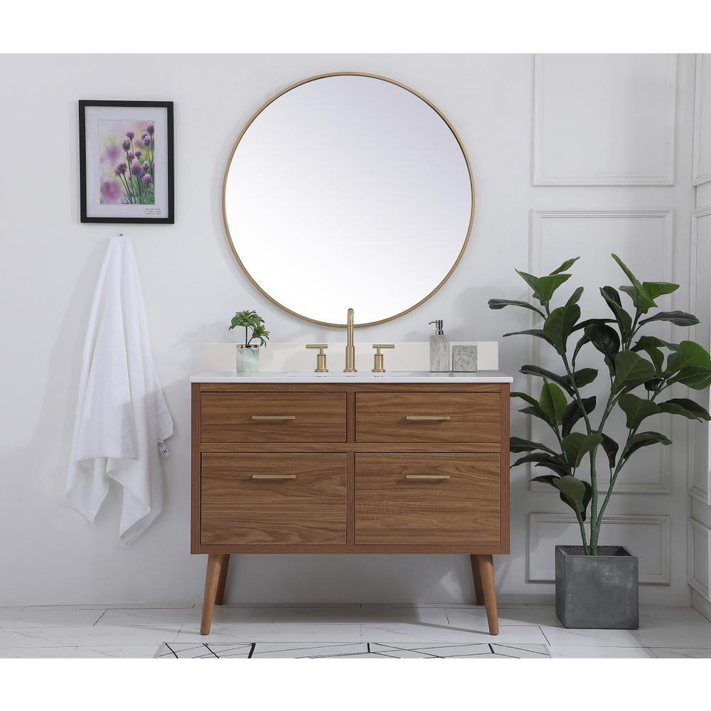 42 inch bathroom Vanity in Walnut Brown with Backsplash. Picture 4