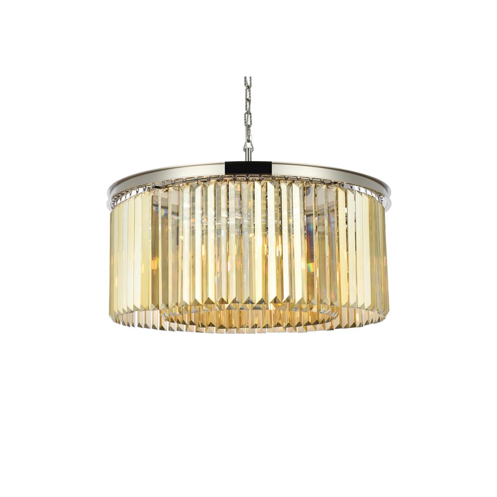 Sydney 8 light polished nickel Chandelier Golden Teak (Smoky) Royal Cut Crystal. Picture 2