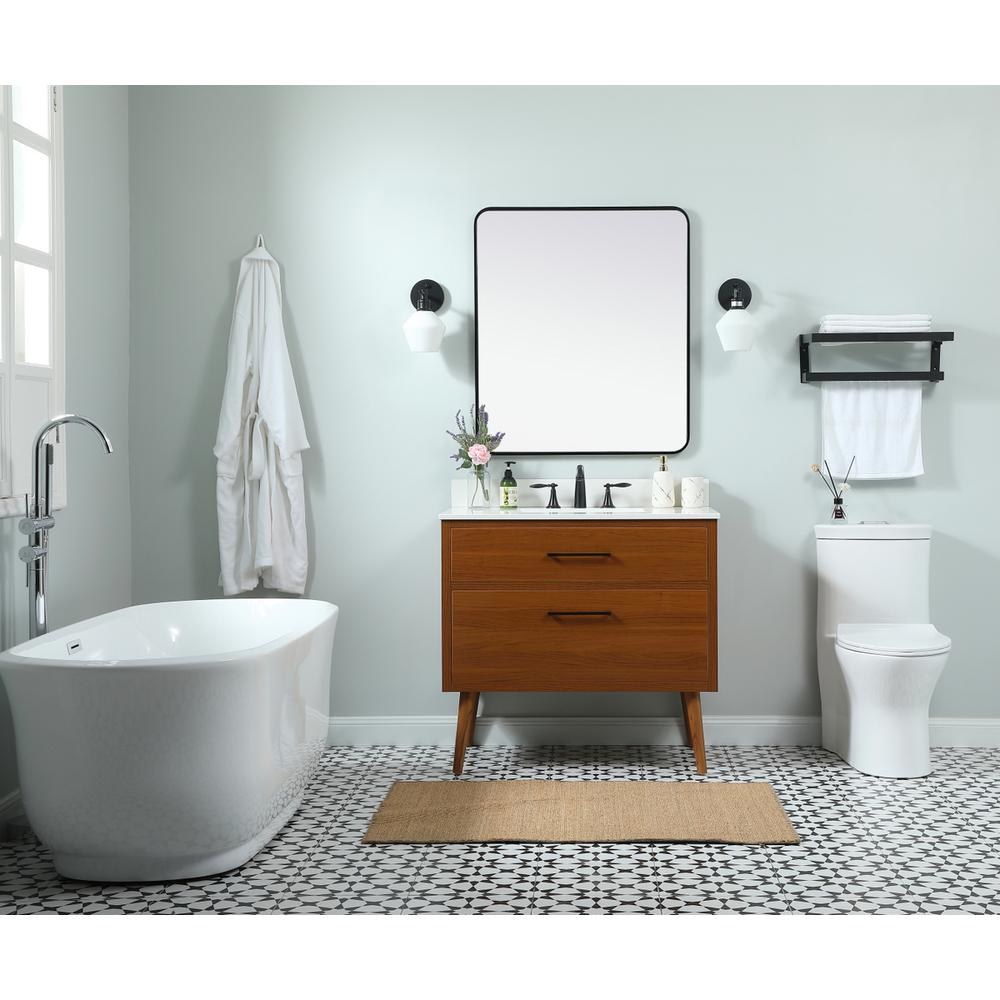 36 inch Single bathroom vanity in teak with backsplash. Picture 4