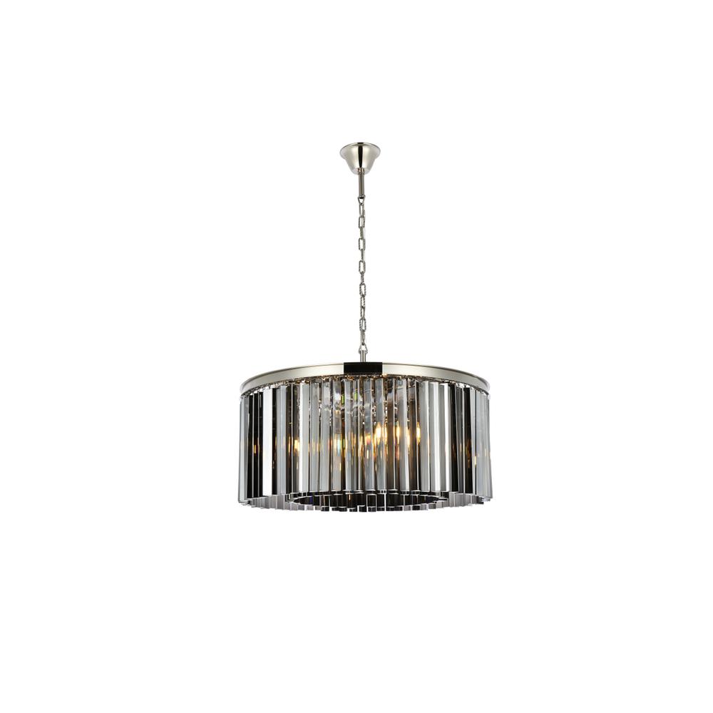 Sydney 8 light polished nickel Chandelier Silver Shade (Grey) Royal Cut Crystal. Picture 1