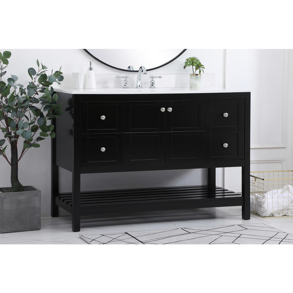 48 inch Single Bathroom Vanity in Black with Backsplash. Picture 2