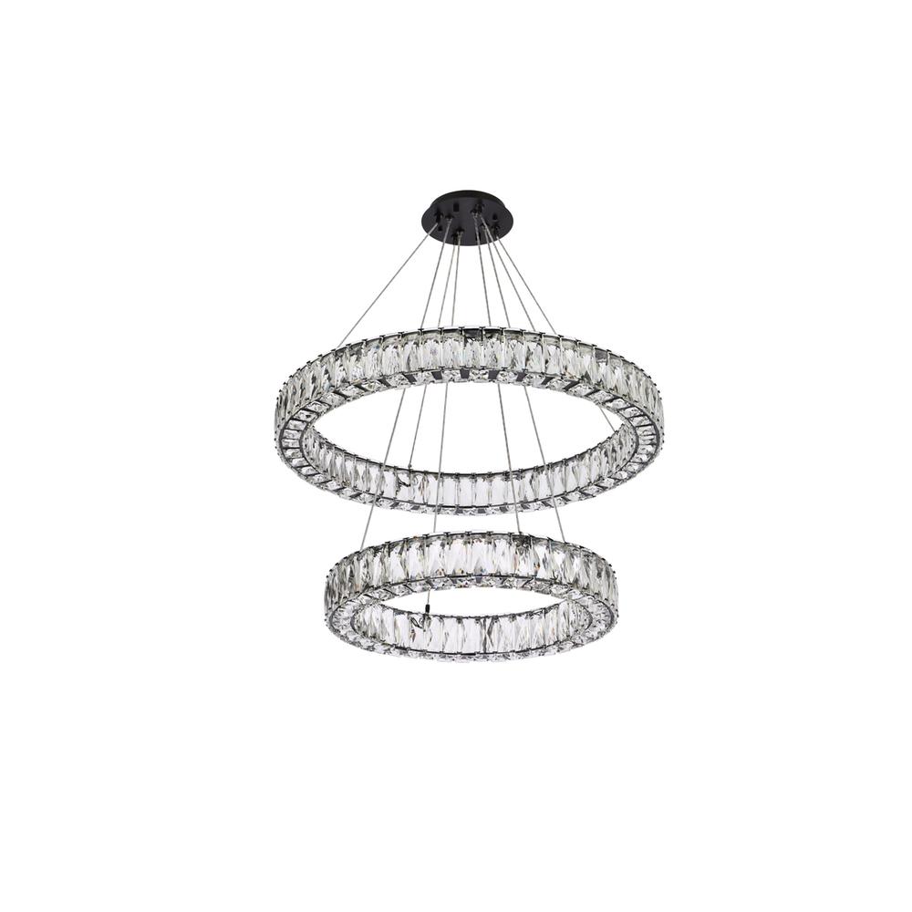 Monroe 28 inch LED double ring chandelier in black. Picture 6