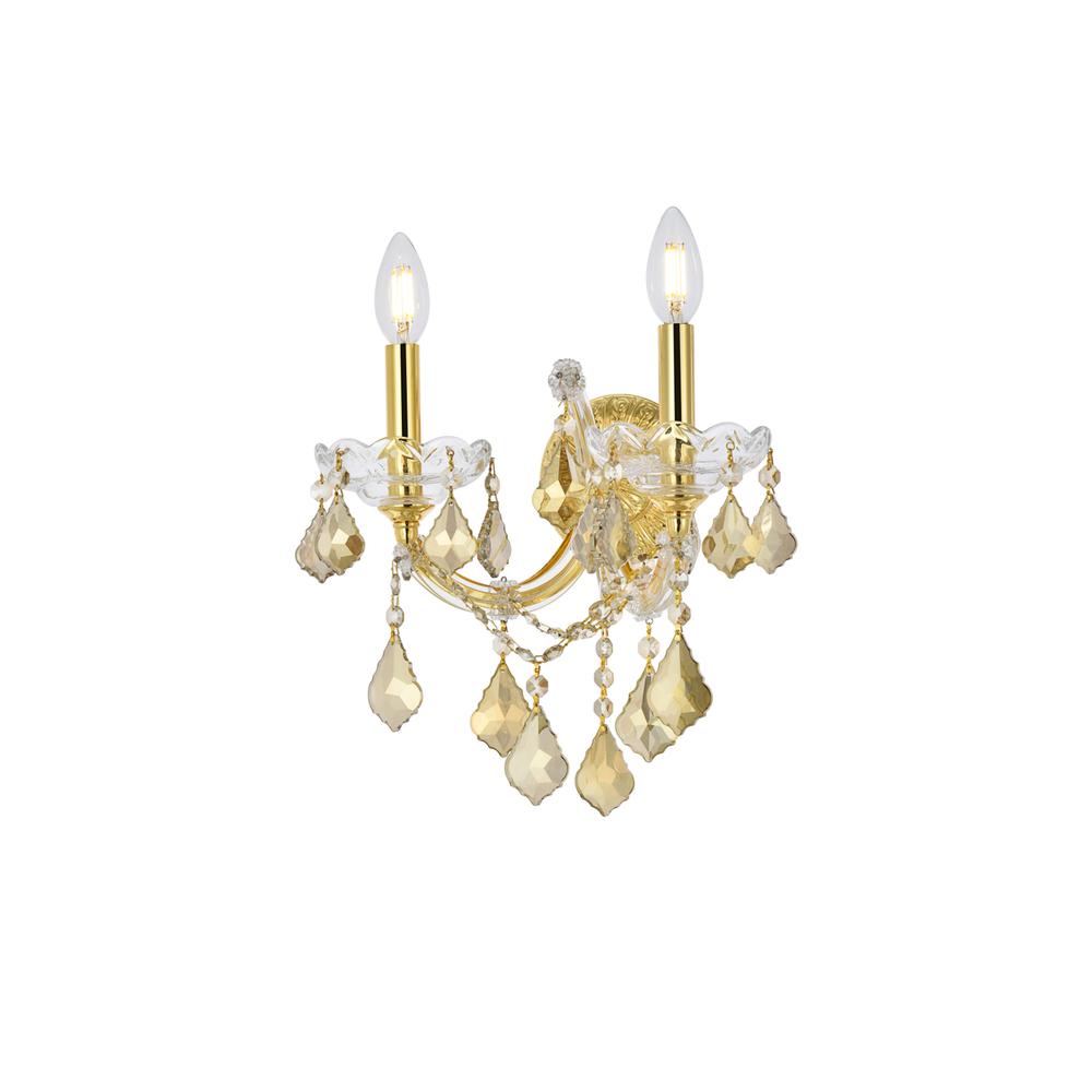 Maria Theresa 2 light Gold Wall Sconce Golden Teak (Smoky) Royal Cut Crystal. Picture 2