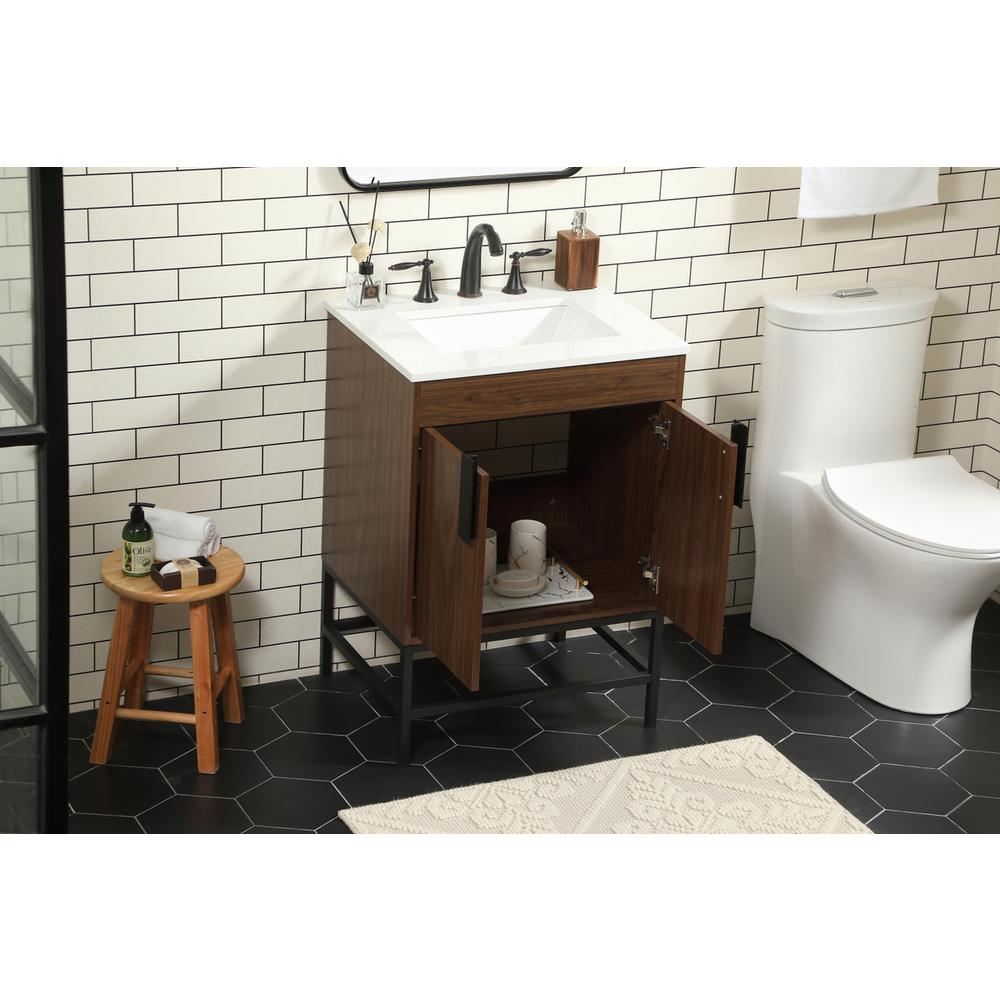 24 inch Single bathroom vanity in walnut. Picture 3