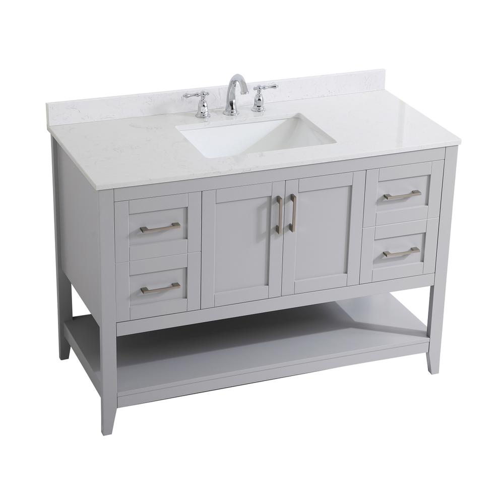 48 inch Single Bathroom Vanity in Grey with Backsplash. Picture 9