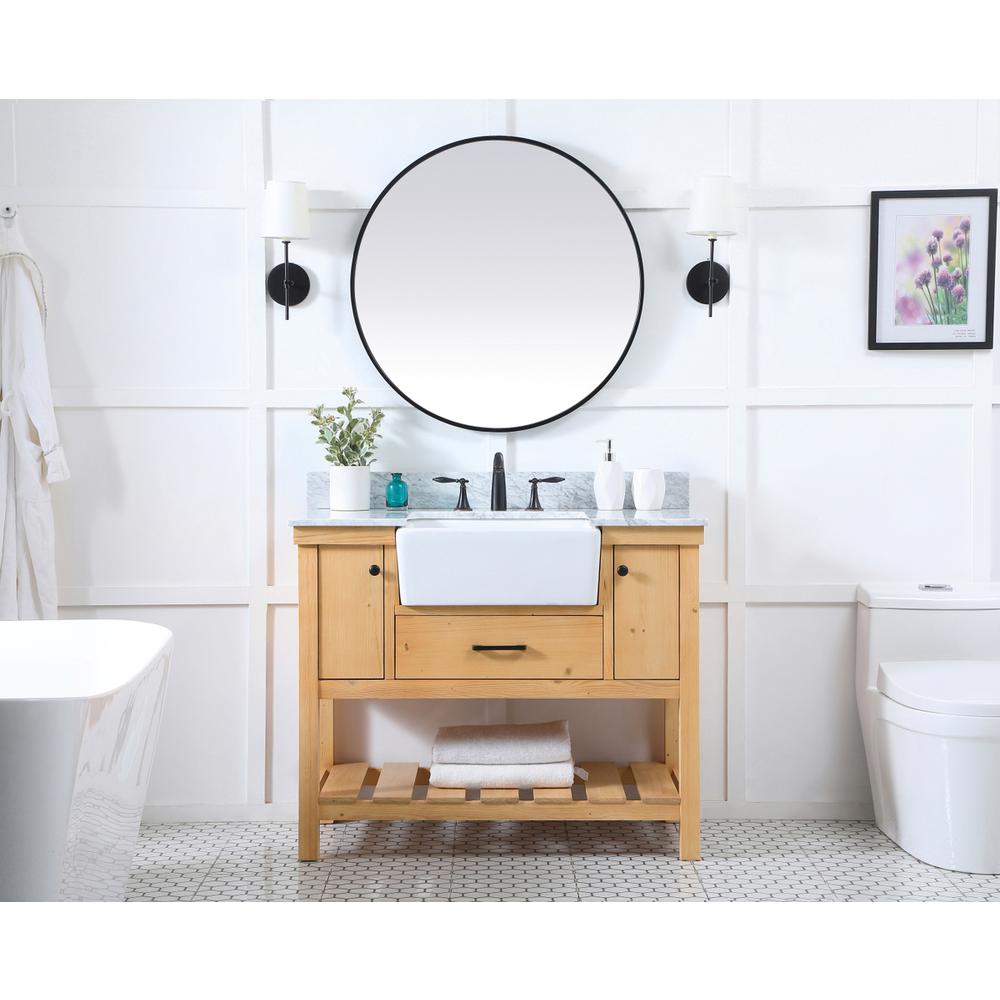 42 inch Single bathroom vanity in natural wood with backsplash. Picture 4