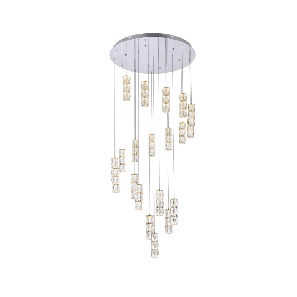 Polaris 38 inch LED chandelier in chrome. Picture 1