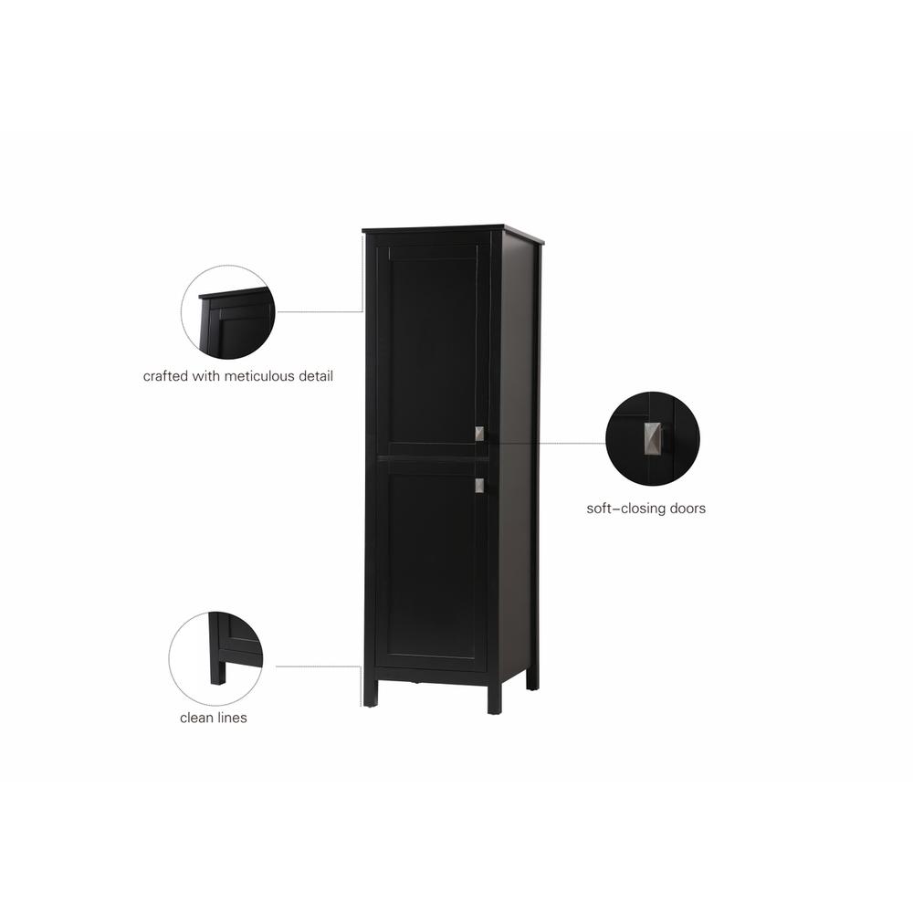 20 Inch Wide Bathroom Linen Storage Freestanding Cabinet In Black. Picture 11