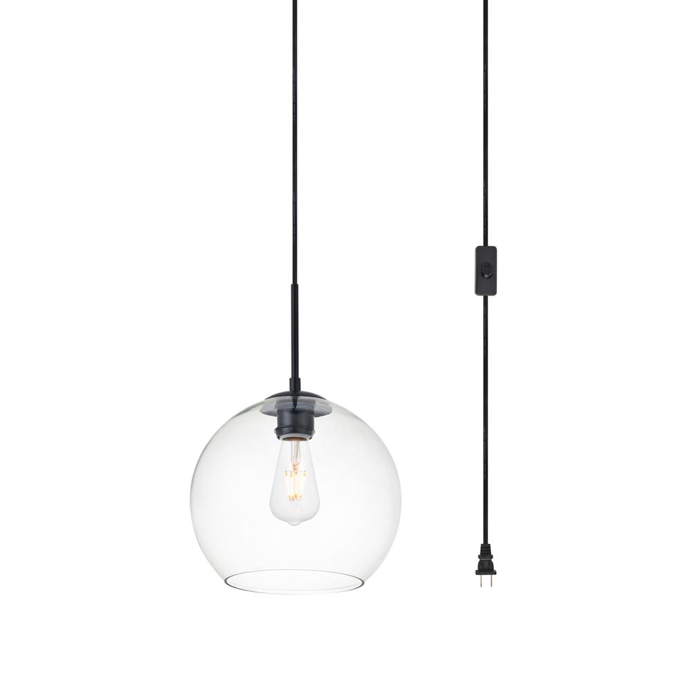 Baxter 1 Light Black plug-in Pendant With Clear Glass. Picture 2