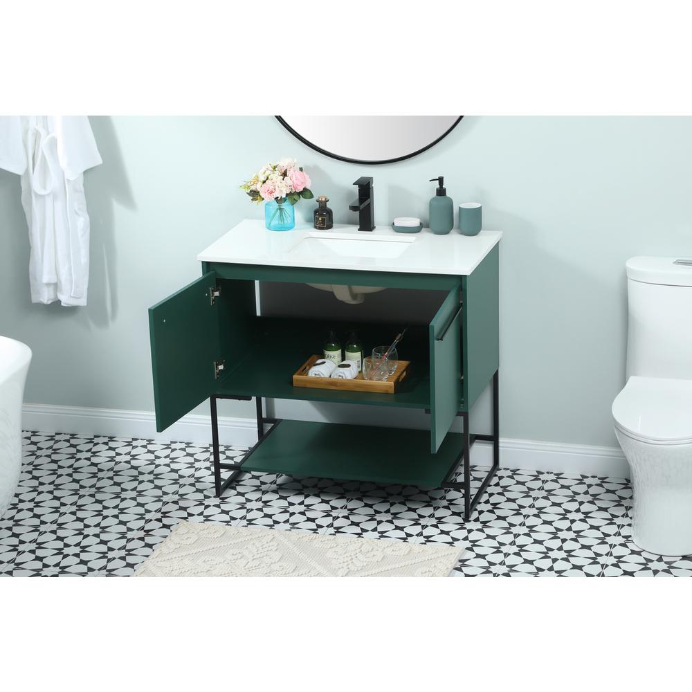 36 inch Single bathroom vanity in green. Picture 3