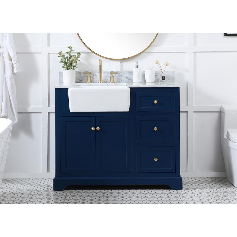 42 inch Single bathroom vanity in blue with backsplash. Picture 14