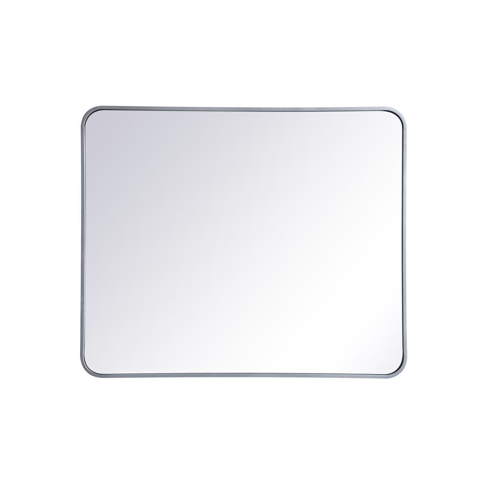 Soft corner metal rectangular mirror 30x36 inch in Silver. Picture 1