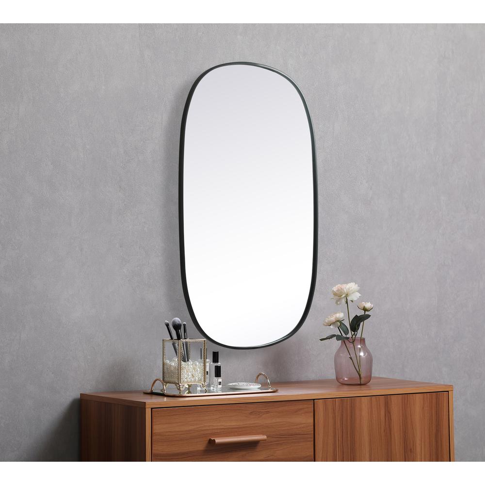 Metal Frame Oval Mirror 30x48 Inch in Black. Picture 4