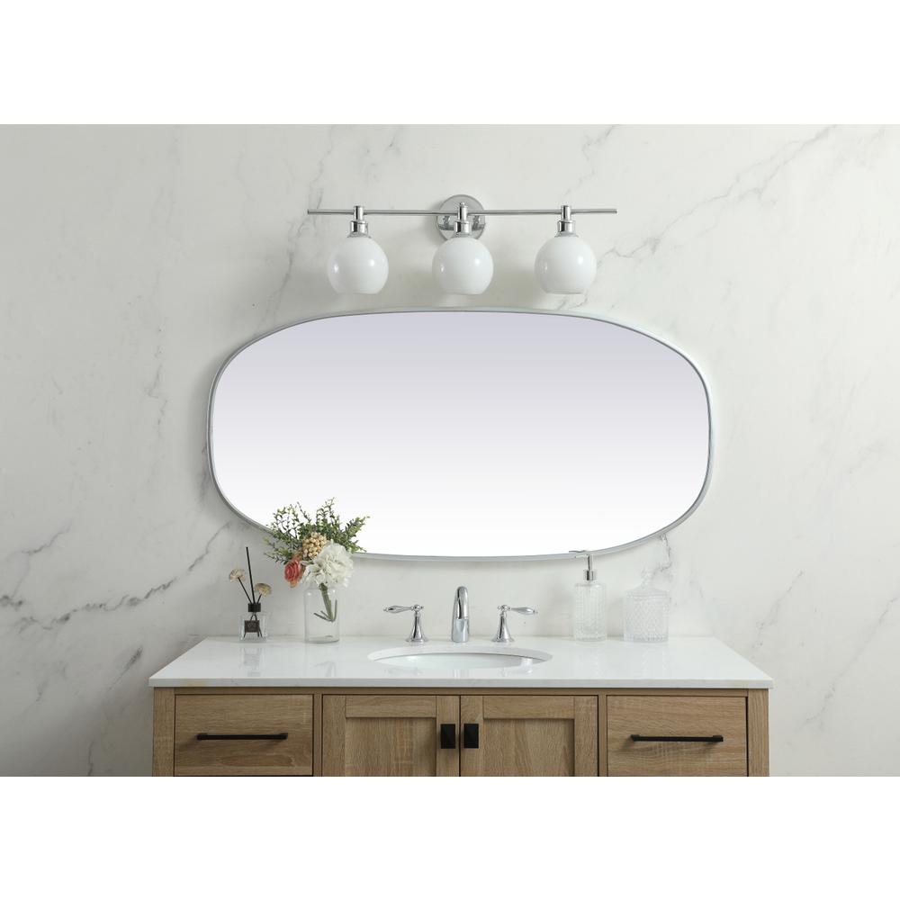 Metal Frame Oval Mirror 24x48 Inch in Silver. Picture 11