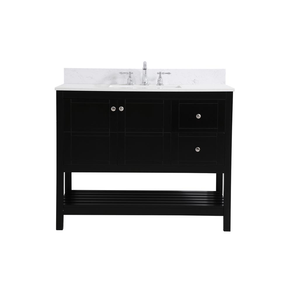 42 inch Single Bathroom Vanity in Black with Backsplash. Picture 1