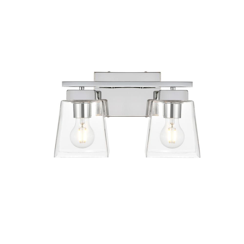 Merrick 2 light Chrome and Clear Bath Sconce. Picture 1