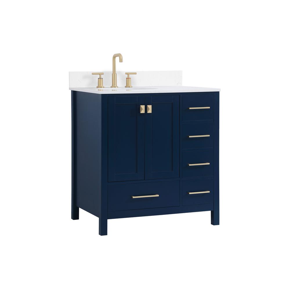 32 inch Single Bathroom Vanity in Blue with Backsplash. Picture 7