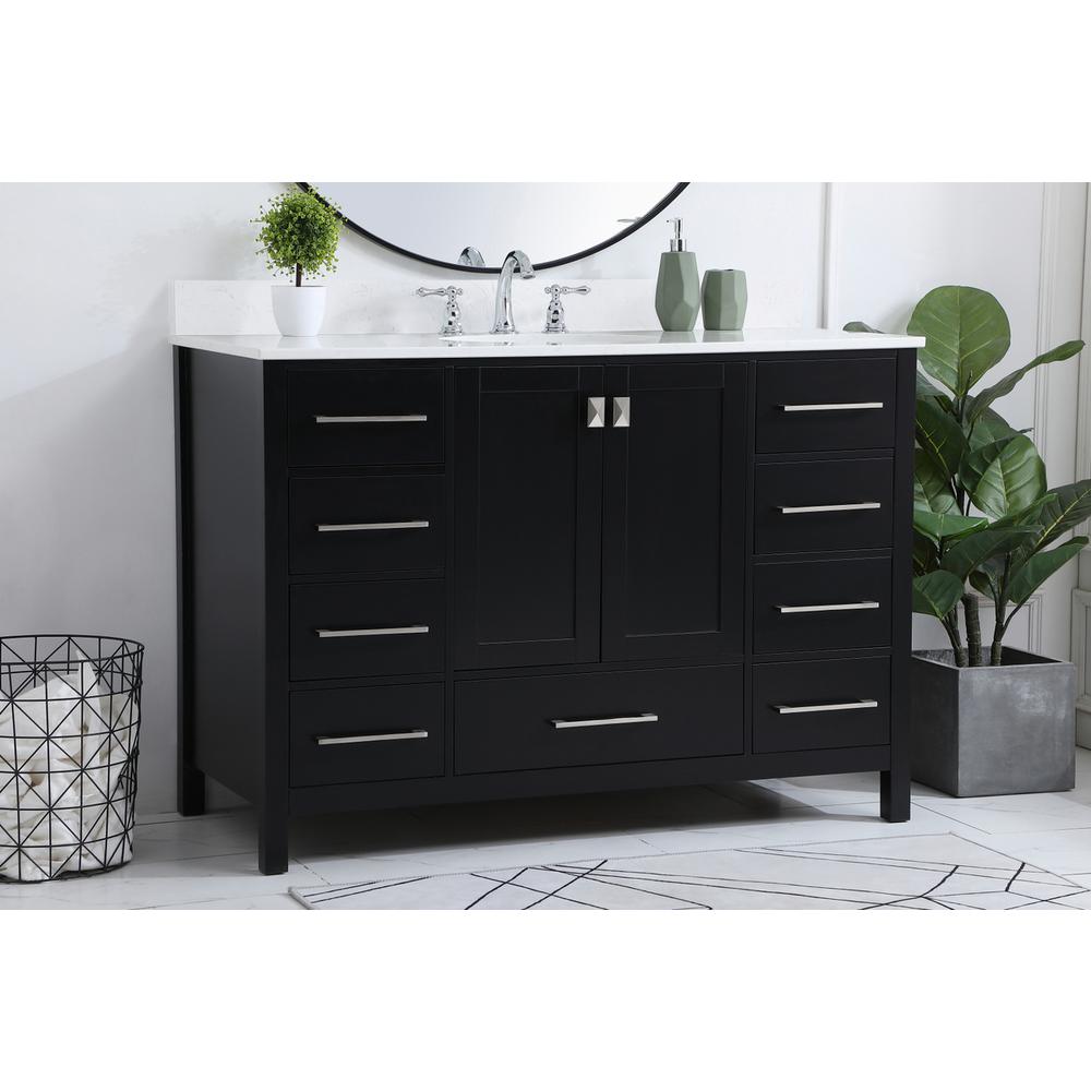 48 inch Single Bathroom Vanity in Black with Backsplash. Picture 2