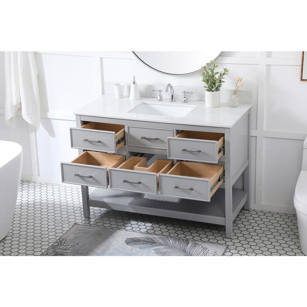 48 inch Single bathroom vanity in gray with backsplash. Picture 3