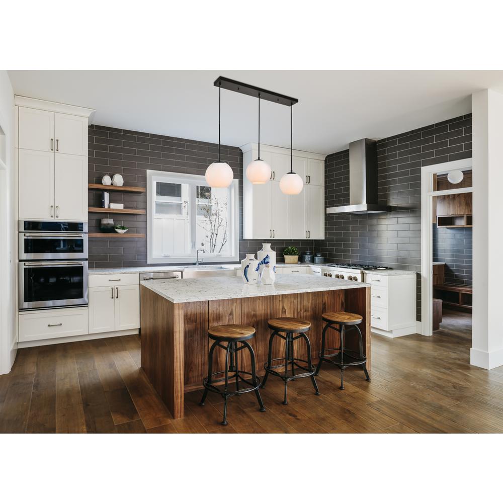 Baxter 3 Lights Black Pendant With Frosted White Glass. Picture 6