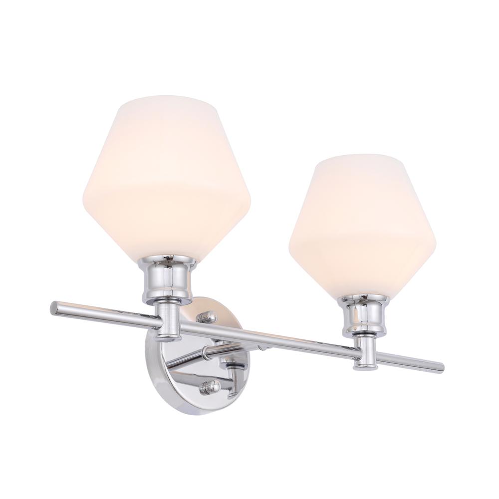 Gene 2 light Chrome and Frosted white glass Wall sconce. Picture 7