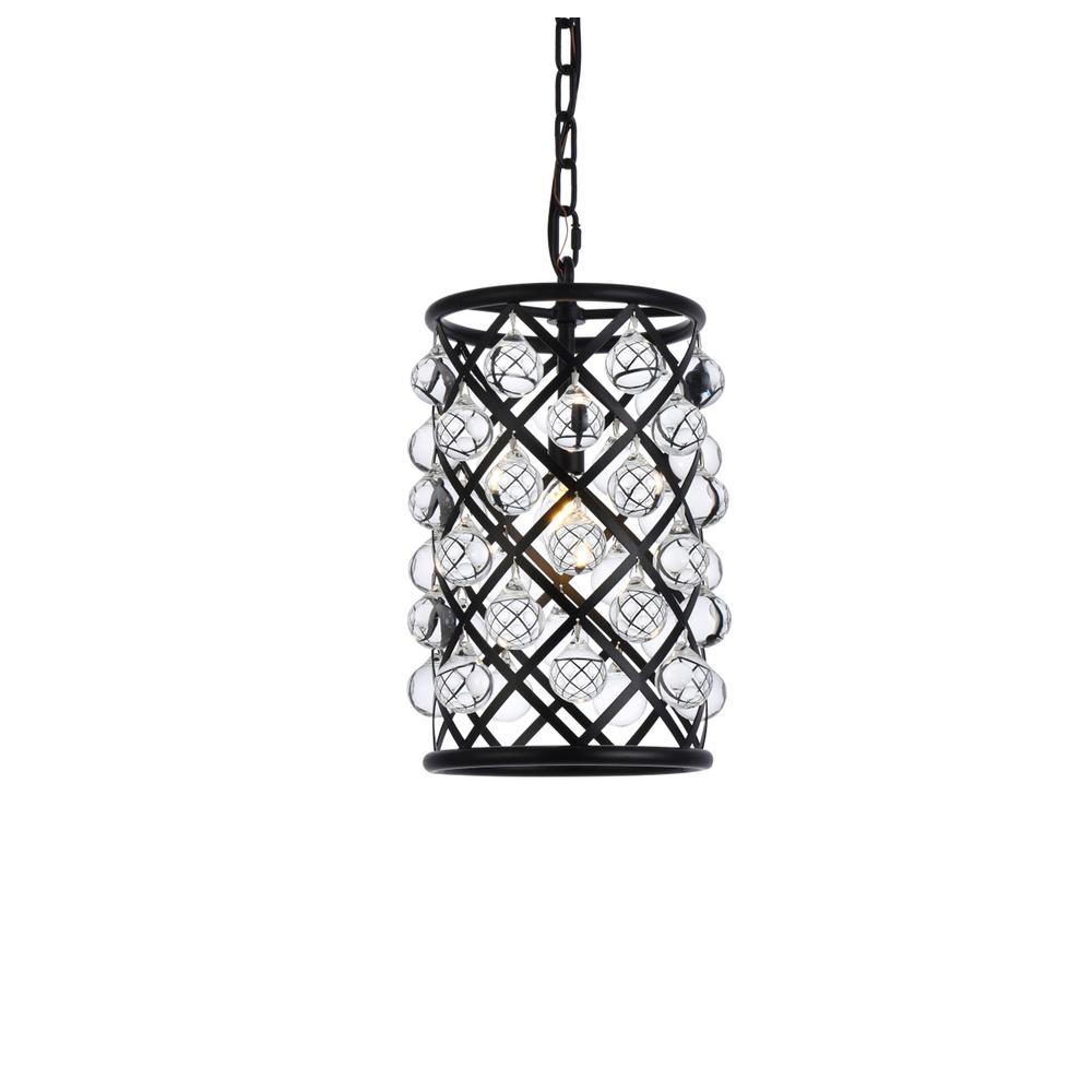 Madison 1 light Matte Black Pendant Clear Royal Cut Crystal. Picture 2