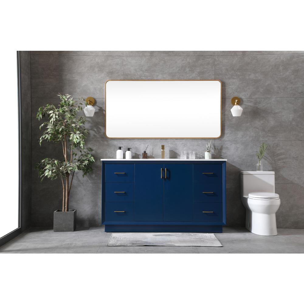 60 Inch SIngle Bathroom Vanity In Blue. Picture 4