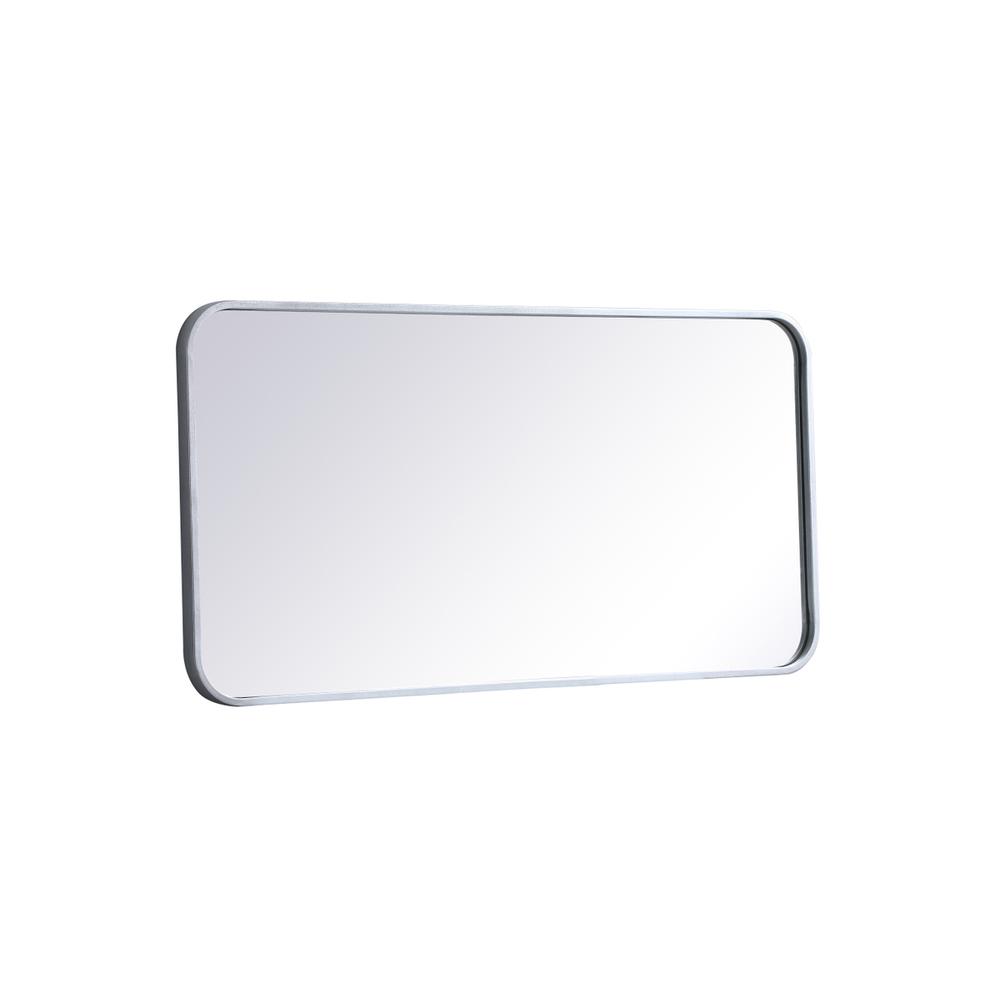 Soft corner metal rectangular mirror 18x36 inch in Silver. Picture 7