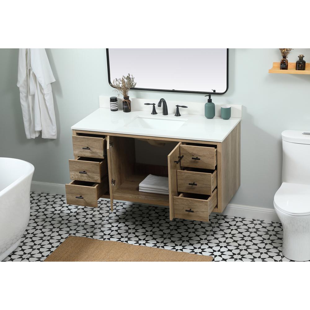 48 inch Single bathroom vanity in natural oak with backsplash. Picture 6