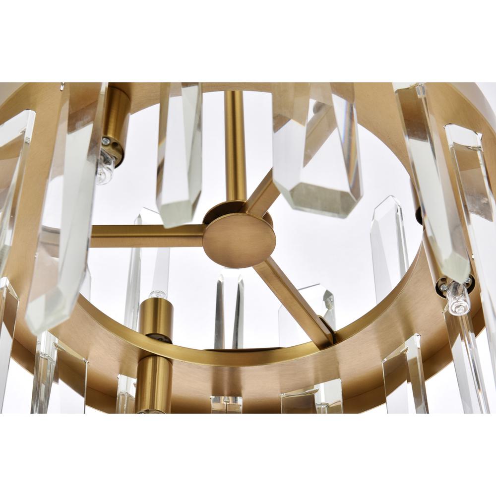Serena 12 inch crystal round pendant in satin gold. Picture 5