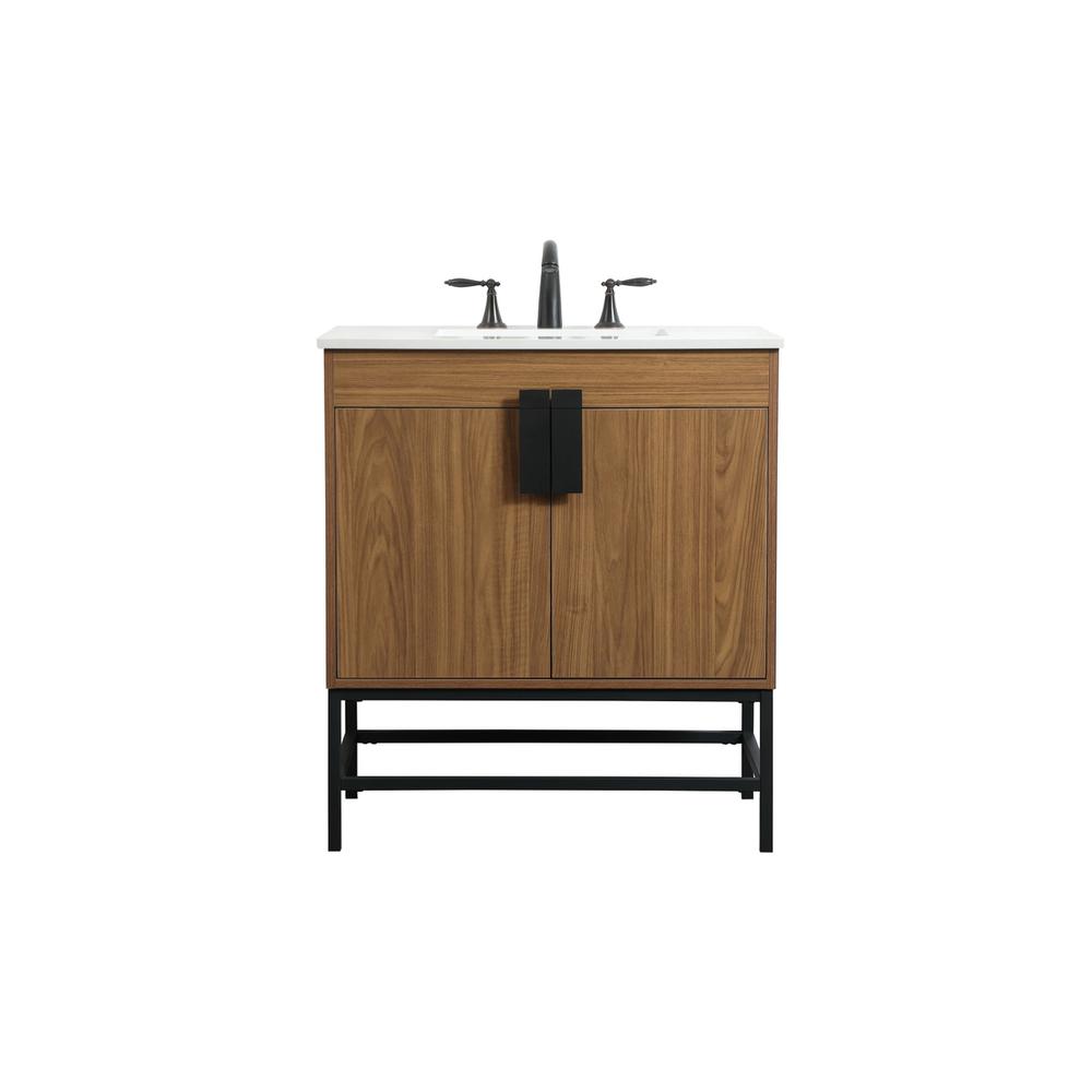 30 inch Single bathroom vanity in walnut brown. Picture 1