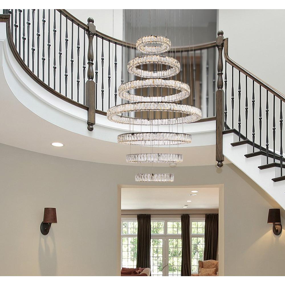 Monroe 40 inch LED seven ring chandelier in black. Picture 8