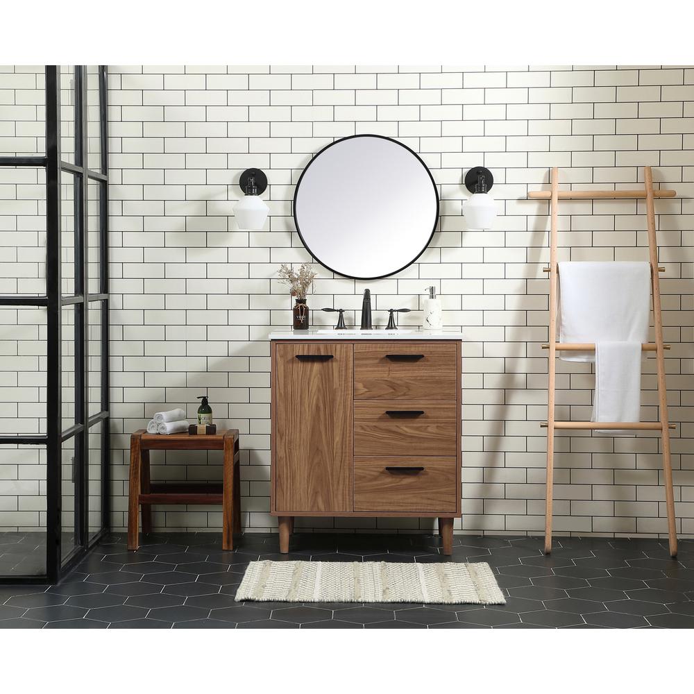 30 inch Single bathroom vanity in walnut brown. Picture 4