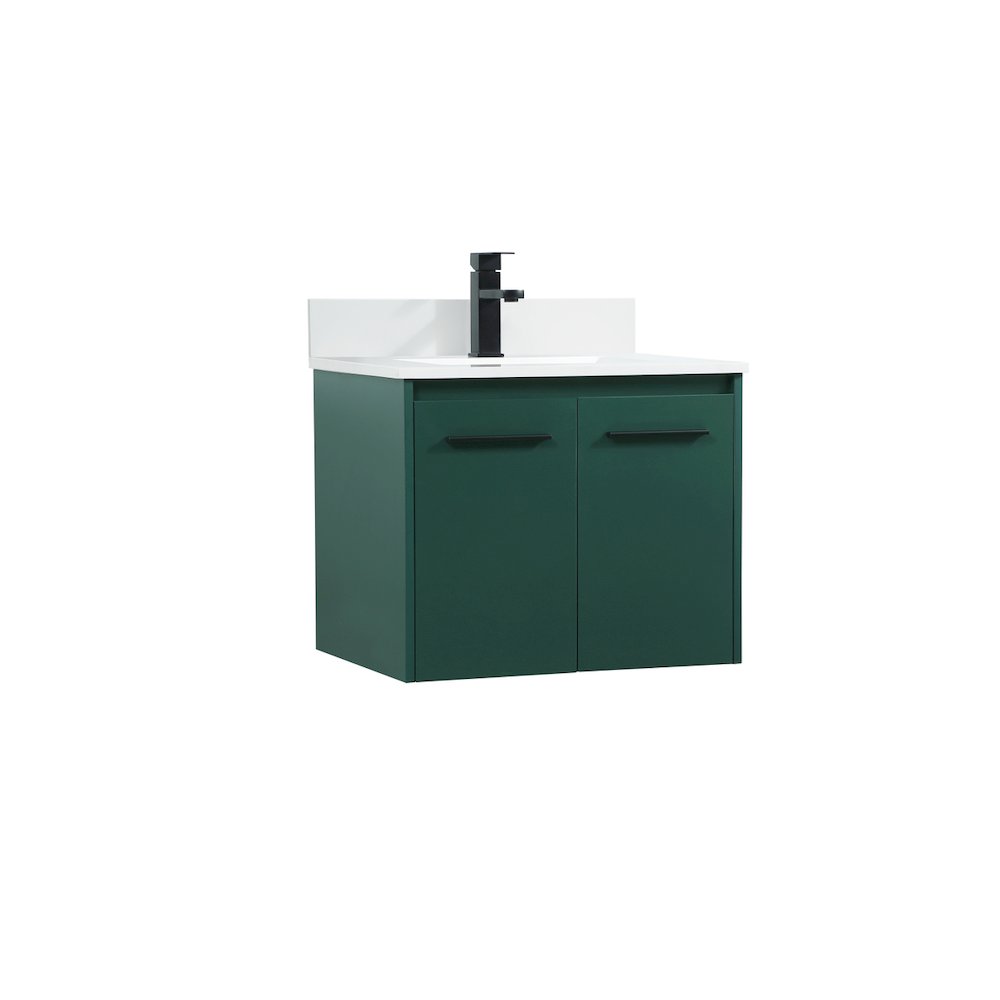 24 Inch Single Bathroom Vanity In Green With Backsplash. Picture 8