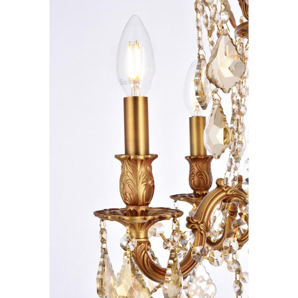Rosalia 4 light French Gold Pendant Golden Teak (Smoky) Royal Cut Crystal. Picture 4