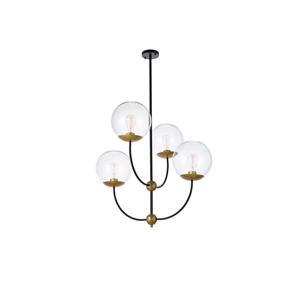 Lennon 31.5 inch pendant in black and brass with clear shade. Picture 6