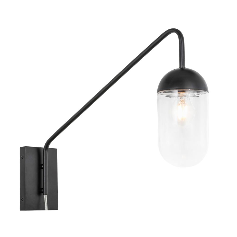 Kace 1 light Black and Clear glass wall sconce. Picture 3