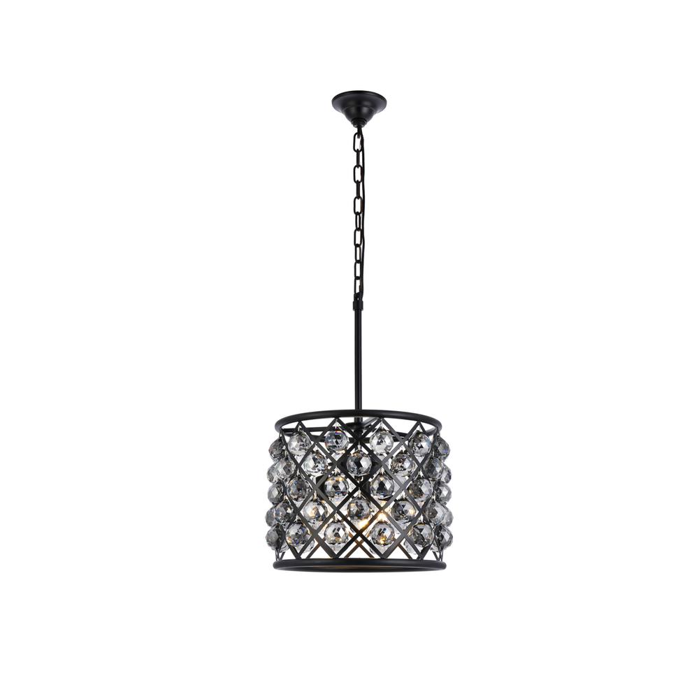 Madison 4 light Matte Black Pendant Silver Shade (Grey) Royal Cut Crystal. Picture 1