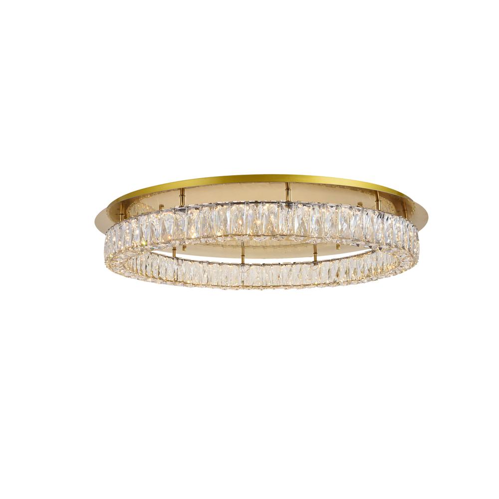 Monroe LED light Gold Flush Mount Clear Royal Cut Crystal. Picture 2