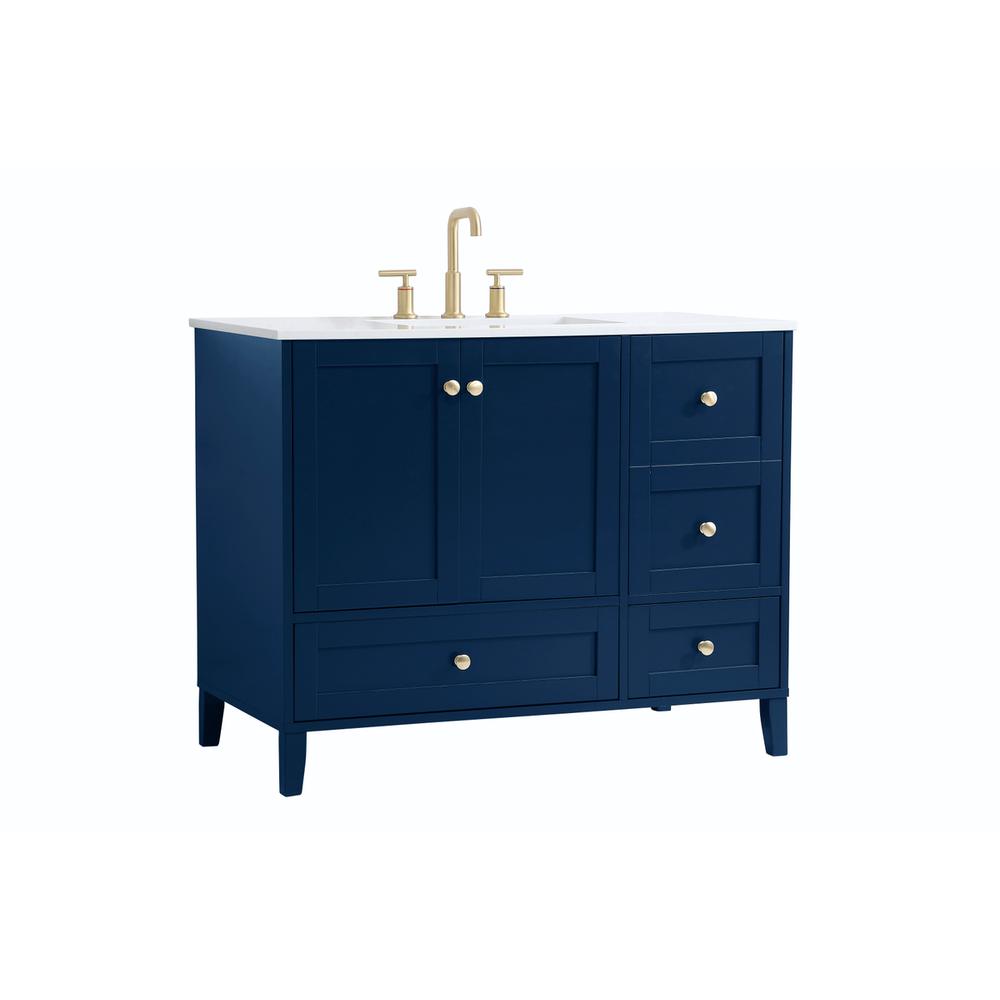 42 inch Single Bathroom Vanity in Blue. Picture 6