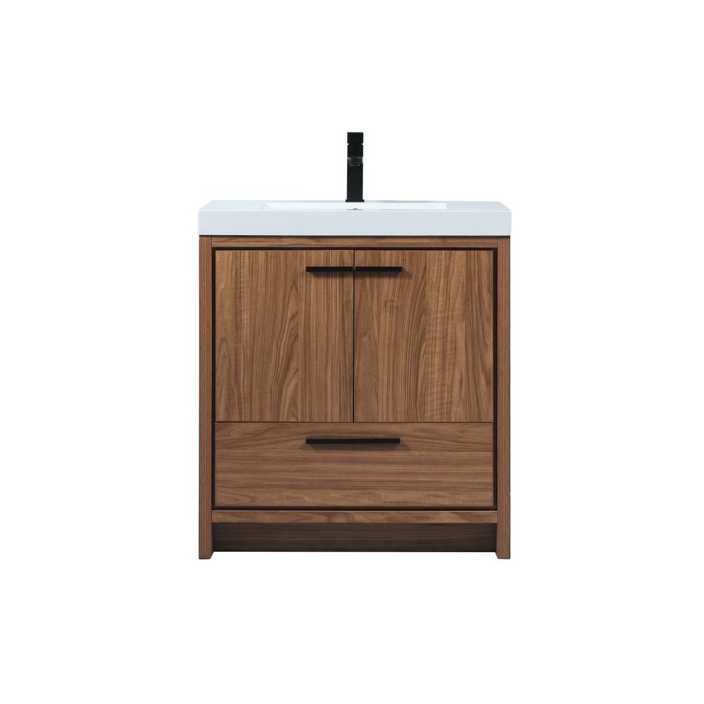 30 inch Single bathroom vanity in walnut brown. Picture 1