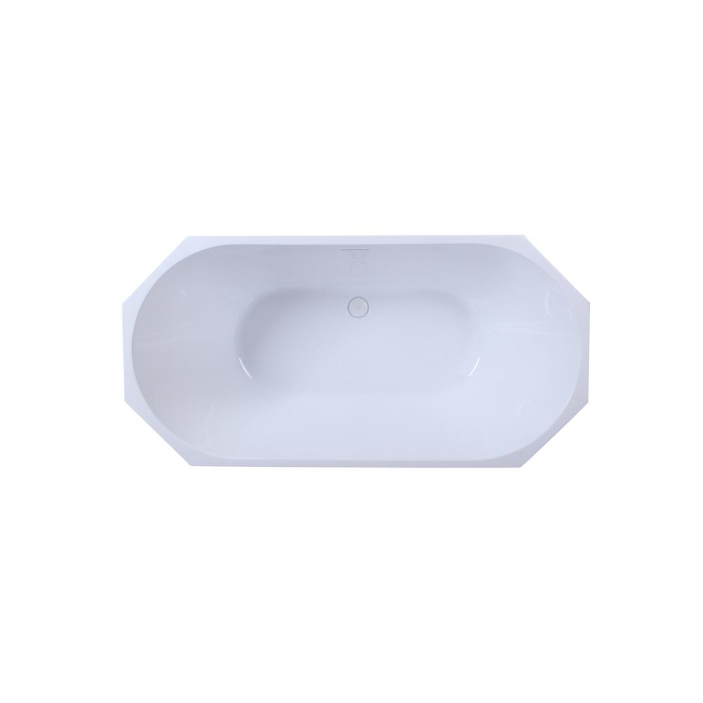 59 inch soaking diamond style bathtub in glossy white. Picture 9