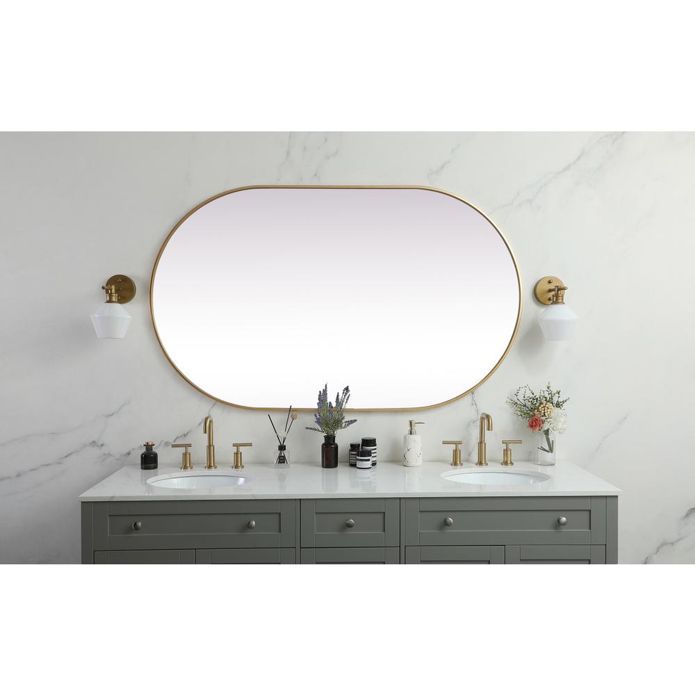 Metal Frame Oval Mirror 36x60 Inch in Brass. Picture 11