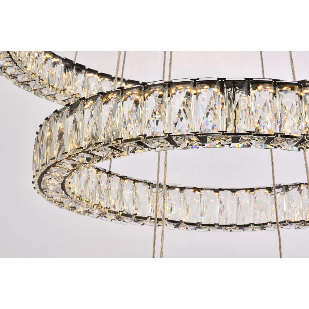 Monroe 41 inch LED four ring chandelier in black. Picture 3