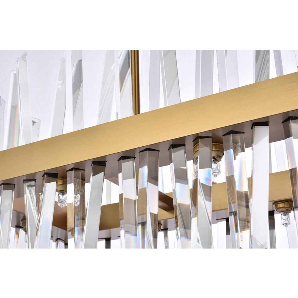 Serephina 30 inch crystal rectangle chandelier light in satin gold. Picture 5
