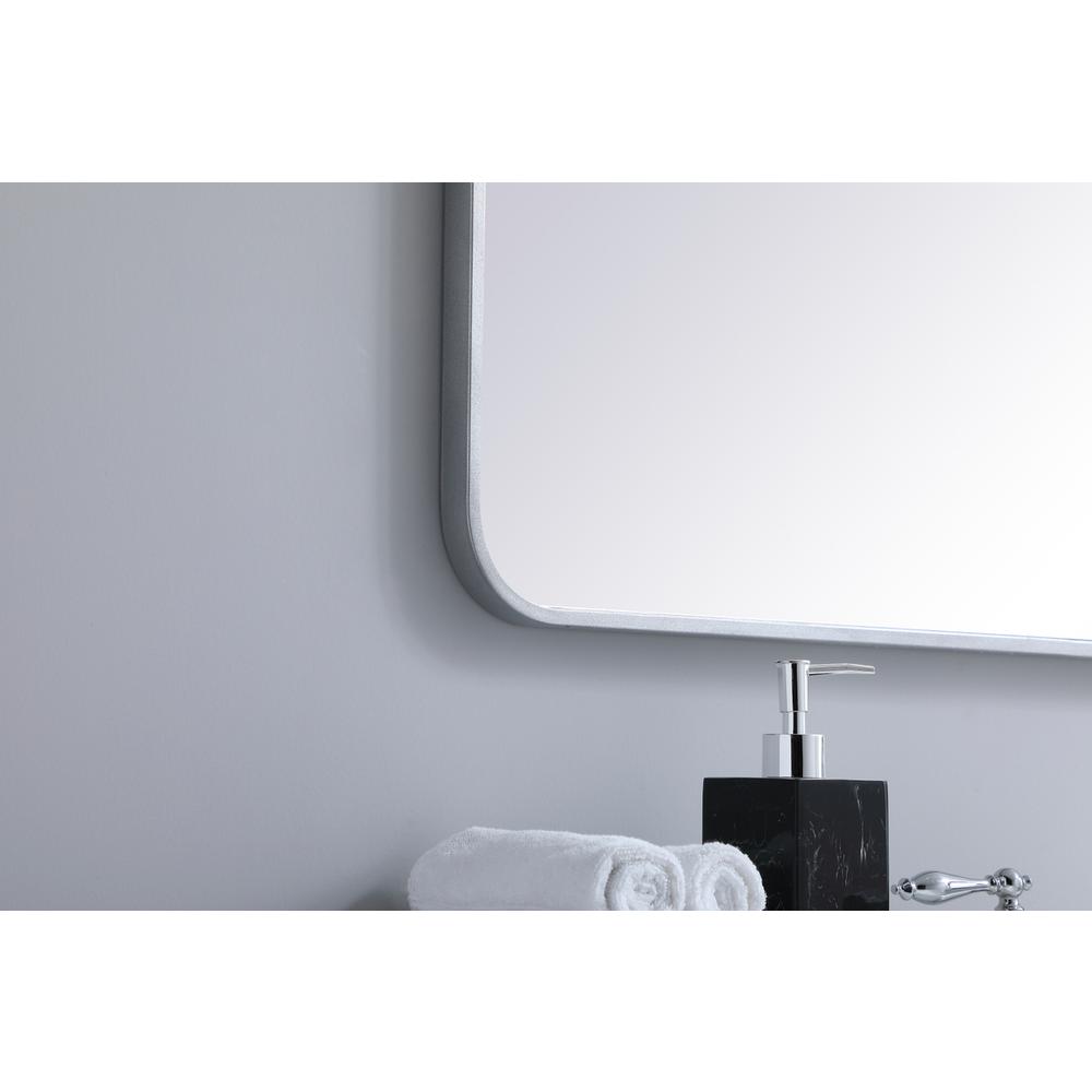 Soft corner metal rectangular mirror 36x36 inch in Silver. Picture 4