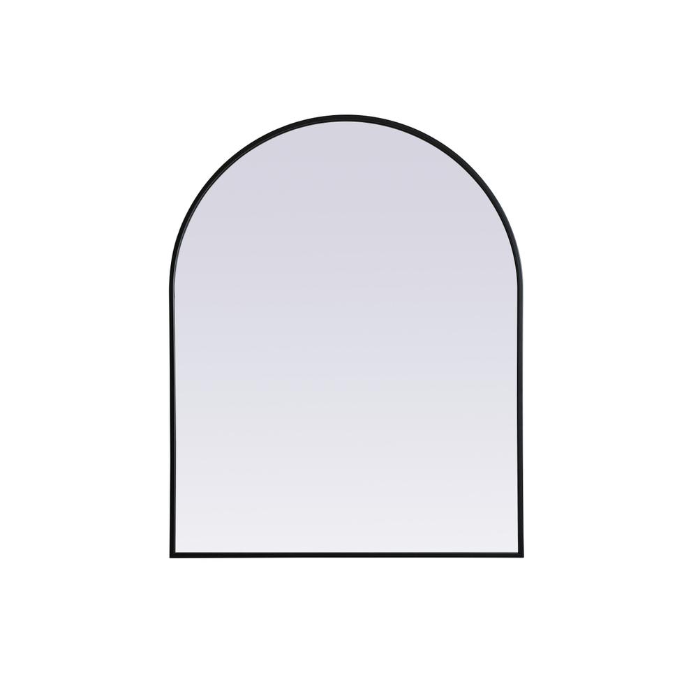 Metal Frame Arch Mirror 33x42 Inch in Black. Picture 1