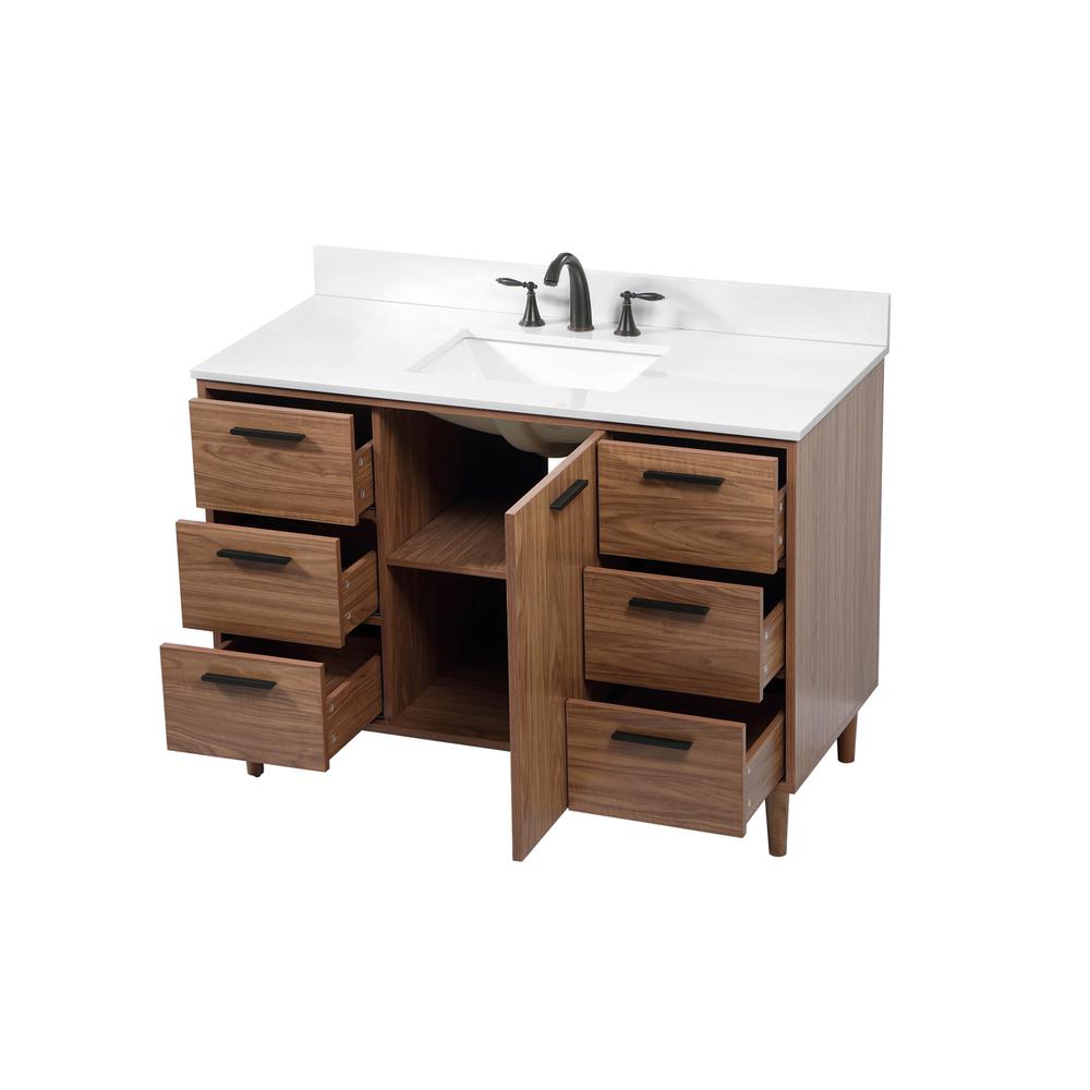 48 inch Single bathroom vanity in walnut brown with backsplash. Picture 9