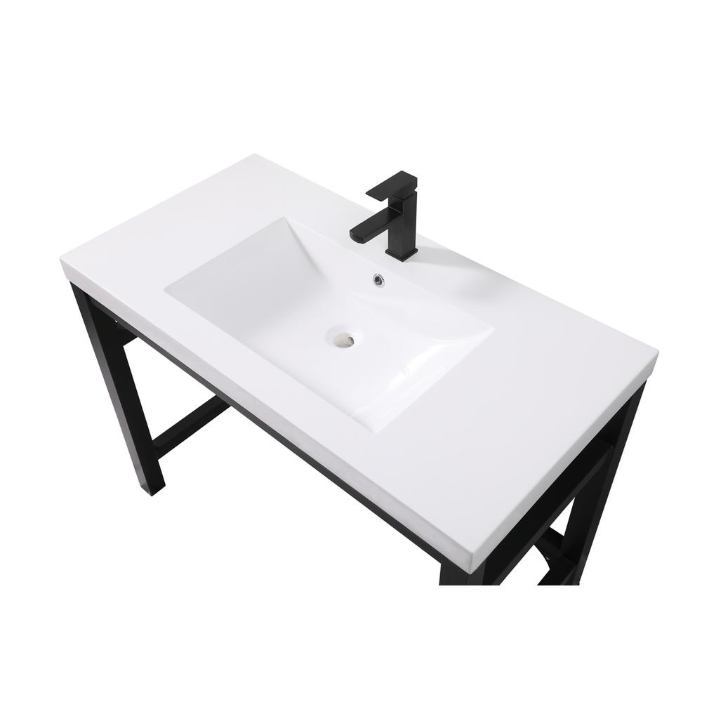 42 inch ADA compliant Single bathroom metal vanity in black. Picture 8