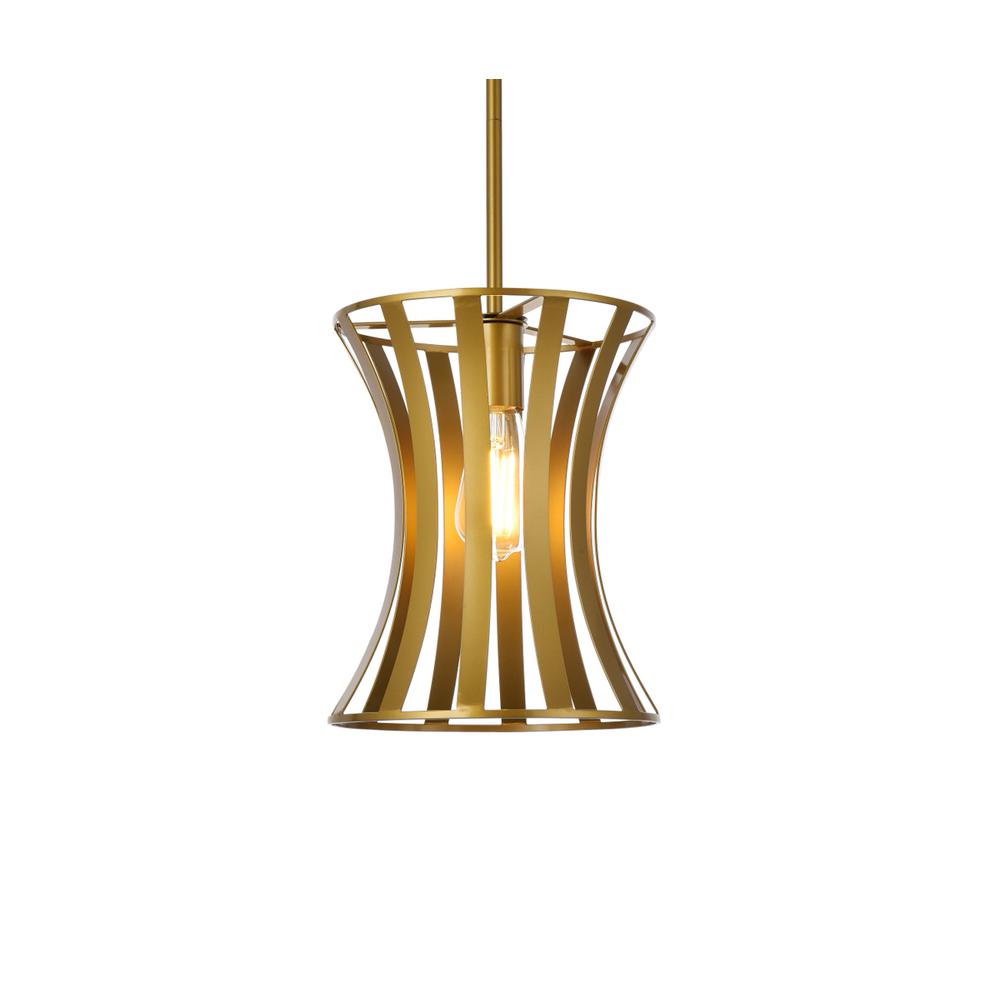 Lily 1 light pendant in brass. Picture 2